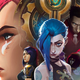 Official poster for League of Legends: Arcane, featuring the show's cast.